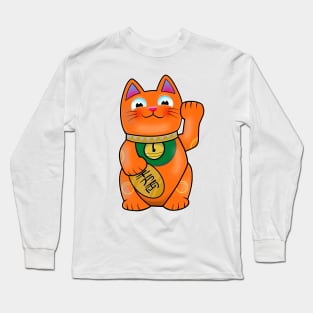 Cute Maneki Neko Safe Travels Lucky Cat Long Sleeve T-Shirt